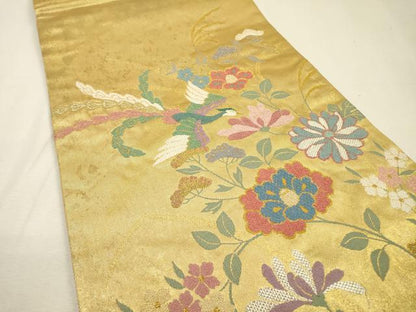 平和屋着物▼六通柄袋帯　鳳凰花唐草文　金銀糸　引箔　正絹　逸品　DABI7434fe