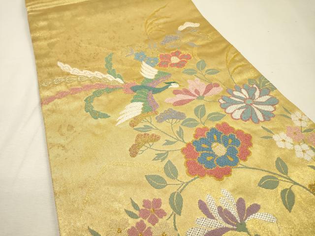 平和屋着物▼六通柄袋帯　鳳凰花唐草文　金銀糸　引箔　正絹　逸品　DABI7434fe