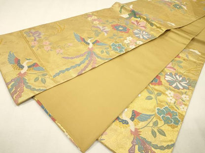 平和屋着物▼六通柄袋帯　鳳凰花唐草文　金銀糸　引箔　正絹　逸品　DABI7434fe