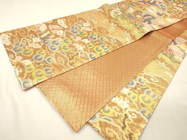 平和屋着物▼佐賀錦　六通柄袋帯　日光東照宮　金糸　正絹　逸品　DABI7454fe