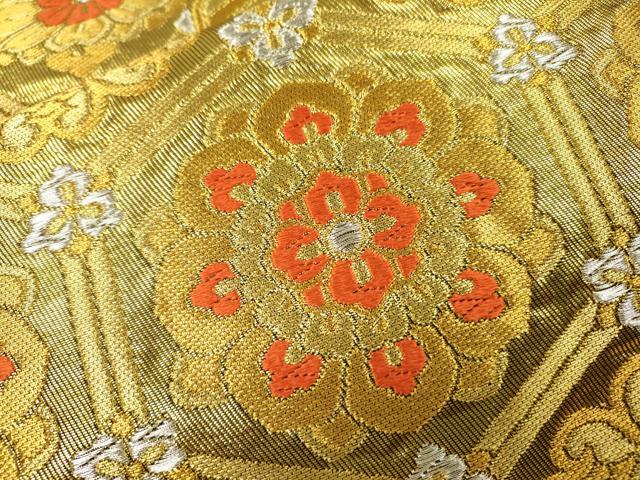 平和屋着物▼西陣の名門　本家加納　全通柄袋帯　檜扇正倉院花文　金銀糸　正絹　逸品　DABI7461fe