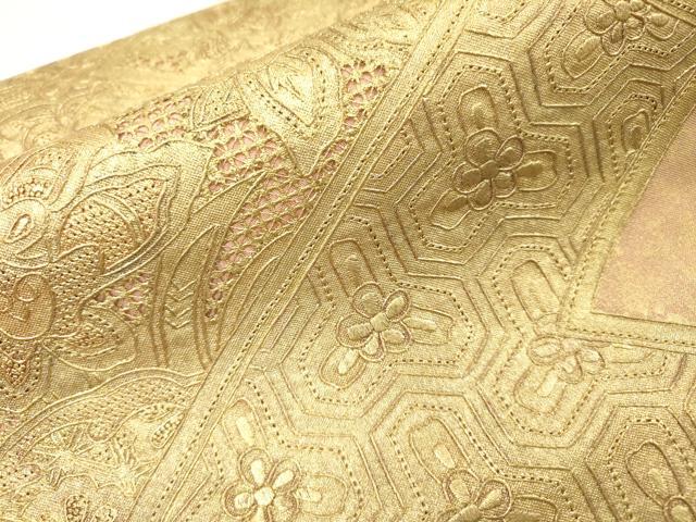 平和屋着物▼中国三大刺繍　スワトウ刺繍　汕頭刺繍　相良刺繍　総刺繍　つけ帯　更紗花文　金彩　正絹　逸品　DABI7469fe