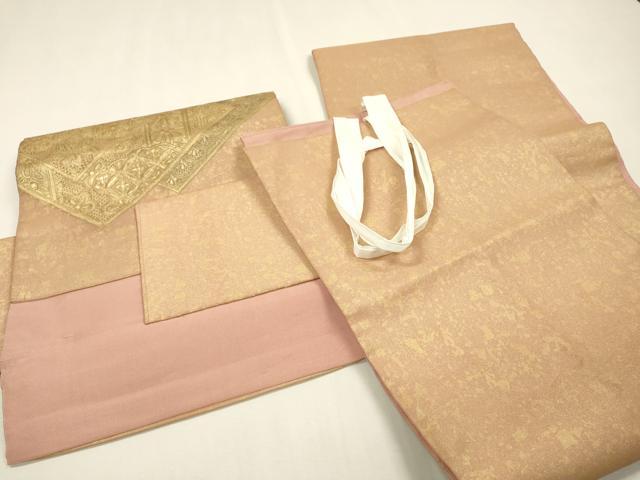 平和屋着物▼中国三大刺繍　スワトウ刺繍　汕頭刺繍　相良刺繍　総刺繍　つけ帯　更紗花文　金彩　正絹　逸品　DABI7469fe