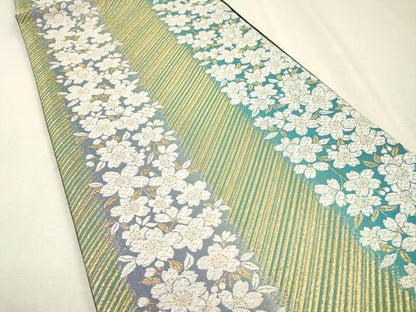 平和屋着物▼六通柄袋帯　舞桜　金糸　正絹　逸品　DABI7470fe