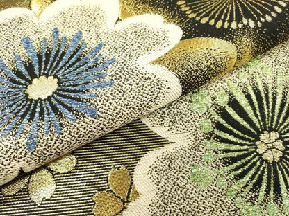 平和屋着物▼両面　六通柄袋帯　唐織　舞桜　金糸　正絹　逸品　DABI7507fe