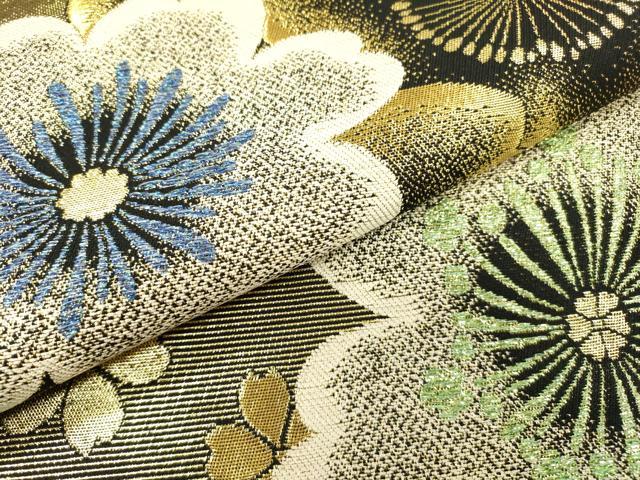 平和屋着物▼両面　六通柄袋帯　唐織　舞桜　金糸　正絹　逸品　DABI7507fe