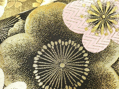 平和屋着物▼両面　六通柄袋帯　唐織　舞桜　金糸　正絹　逸品　DABI7507fe