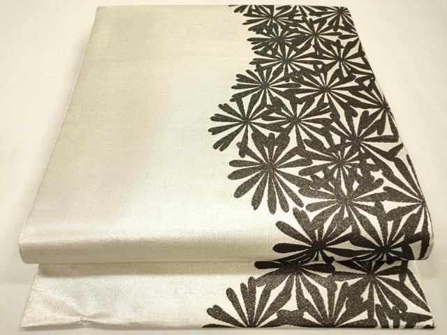 平和屋着物▼六通柄袋帯　舞花　銀糸　正絹　逸品　DABI7521fe