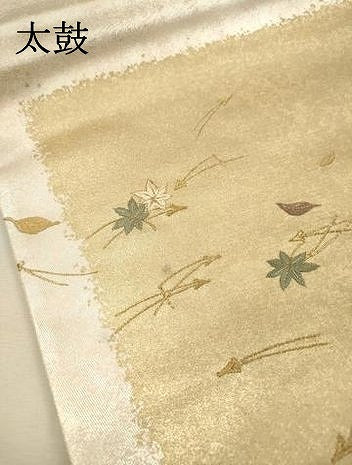 平和屋着物▼太鼓柄袋帯　総刺繍　文箱付近文　金彩　引箔　正絹　逸品　DABI7551fe