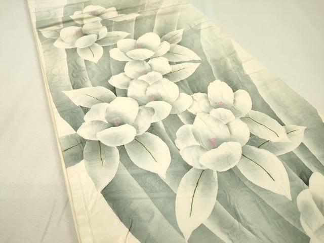 平和屋着物▼染色作家　小溝一夫　太鼓柄袋帯　ふくれ織　草花　正絹　逸品　DABI7568fe