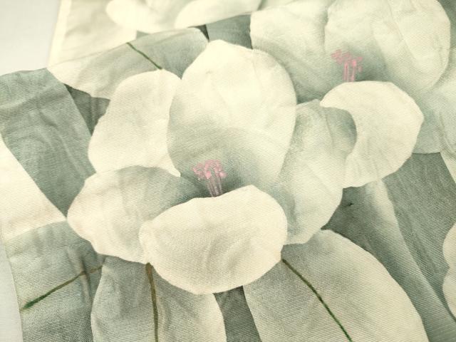 平和屋着物▼染色作家　小溝一夫　太鼓柄袋帯　ふくれ織　草花　正絹　逸品　DABI7568fe
