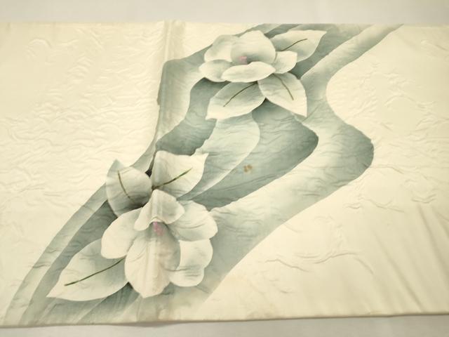 平和屋着物▼染色作家　小溝一夫　太鼓柄袋帯　ふくれ織　草花　正絹　逸品　DABI7568fe