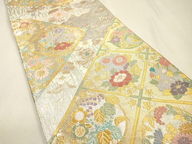 平和屋着物▼六通柄袋帯　天井花丸文　金銀糸　正絹　逸品　DABI7581fe