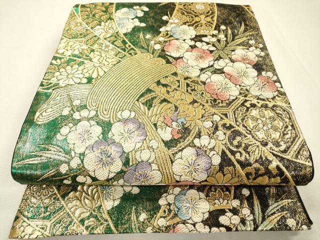 平和屋着物▼六通柄袋帯　束ね熨斗花文　金糸　正絹　逸品　DABI7623fe