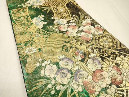平和屋着物▼六通柄袋帯　束ね熨斗花文　金糸　正絹　逸品　DABI7623fe