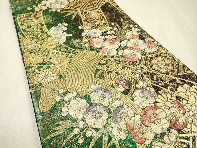 平和屋着物▼六通柄袋帯　束ね熨斗花文　金糸　正絹　逸品　DABI7623fe
