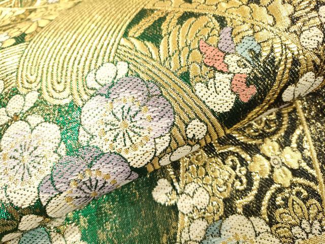 平和屋着物▼六通柄袋帯　束ね熨斗花文　金糸　正絹　逸品　DABI7623fe