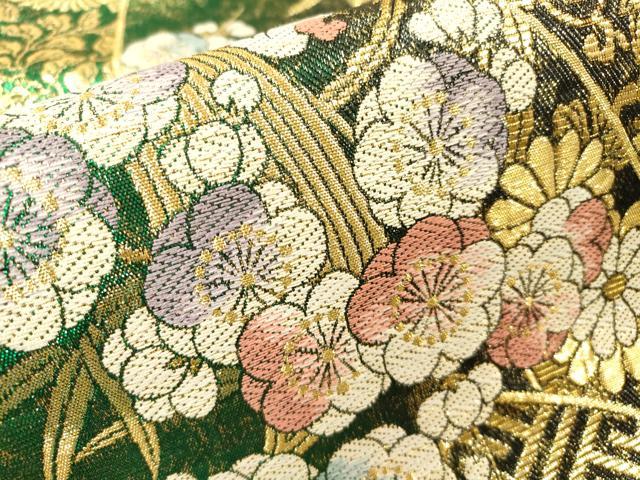 平和屋着物▼六通柄袋帯　束ね熨斗花文　金糸　正絹　逸品　DABI7623fe