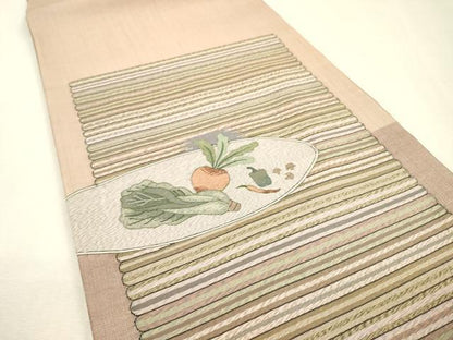 平和屋着物＊夏物　明綴れ　太鼓柄袋帯　成り物　金糸　正絹　逸品　未使用　DABI7628fe