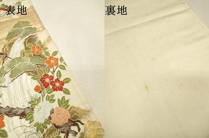 平和屋着物▼六通柄袋帯　唐織　花鳥文　金銀糸　正絹　逸品　DABI7641fe