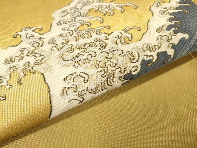 平和屋着物▼西陣 京の名門 じゅらく謹製 太鼓柄袋帯 ボストン美術館コレクション 甦った北斎模様 金糸 引箔 正絹 逸品 DABI7647fe