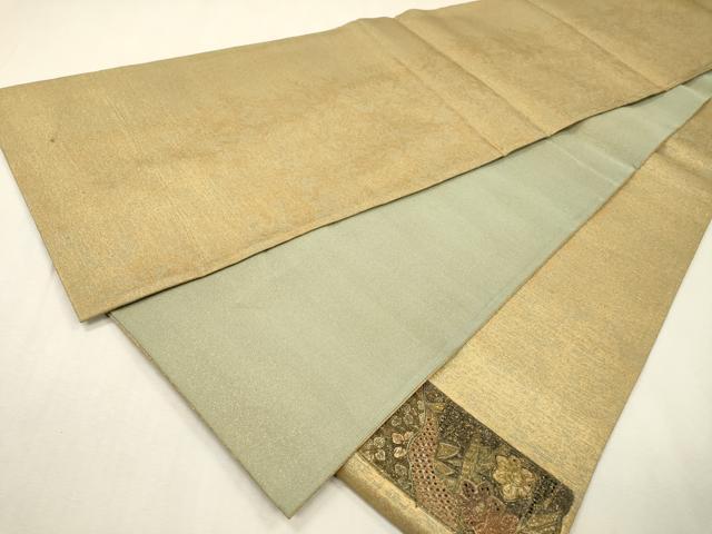 平和屋着物▼中国三大刺繍　スワトウ刺繍　汕頭刺繍　相良刺繍　総刺繍　太鼓柄袋帯　短冊花車文　金彩　正絹　逸品　DABI7652fe