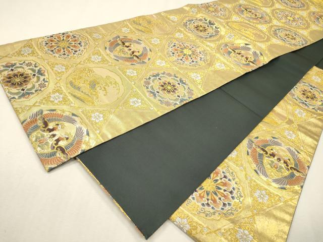 平和屋着物▼六通柄袋帯　唐織　二条城　天井飾文　金糸　引箔　正絹　逸品　DABI7673fe