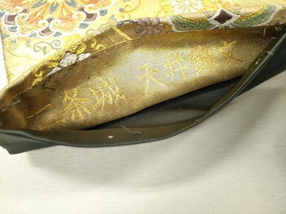 平和屋着物▼六通柄袋帯　唐織　二条城　天井飾文　金糸　引箔　正絹　逸品　DABI7673fe