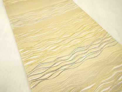 平和屋本店▼六通柄袋帯　平安宮廷延喜式色　本金　プラチナ　正絹　逸品　DABI7685fe