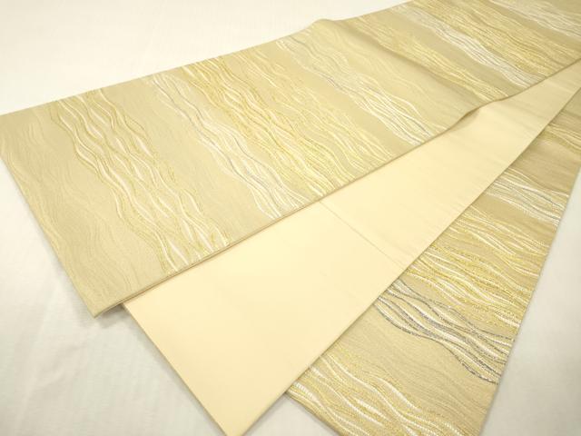 平和屋本店▼六通柄袋帯　平安宮廷延喜式色　本金　プラチナ　正絹　逸品　DABI7685fe
