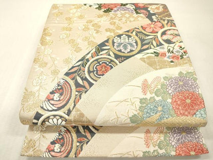 平和屋本店▼六通柄袋帯　唐織　珀綾錦　本金二重箔　正絹　逸品　DABI7687fe