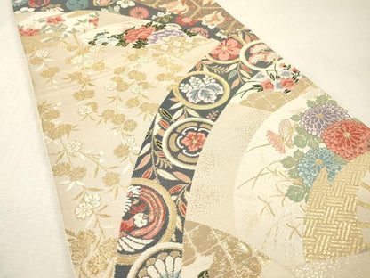 平和屋本店▼六通柄袋帯　唐織　珀綾錦　本金二重箔　正絹　逸品　DABI7687fe