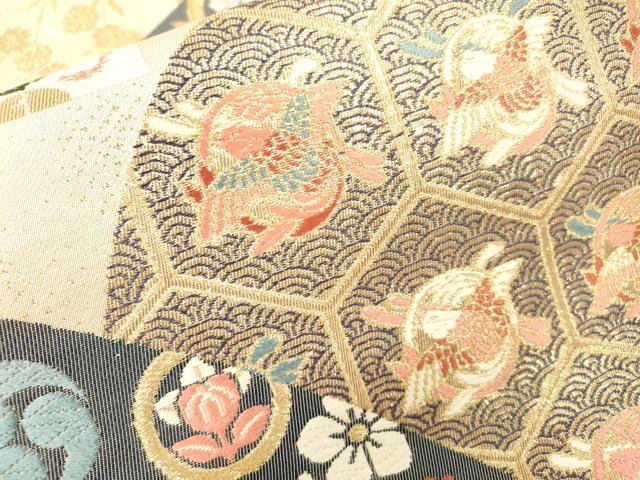 平和屋本店▼六通柄袋帯　唐織　珀綾錦　本金二重箔　正絹　逸品　DABI7687fe