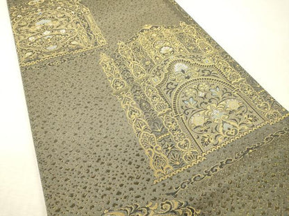 平和屋本店▼六通柄袋帯　ソチミルユ　プラチナ　本金　正絹　逸品　DABI7689fe