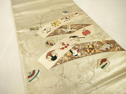 平和屋本店▼六通柄袋帯　十二支　本金手描重箔　正絹　逸品　DABI7693fe