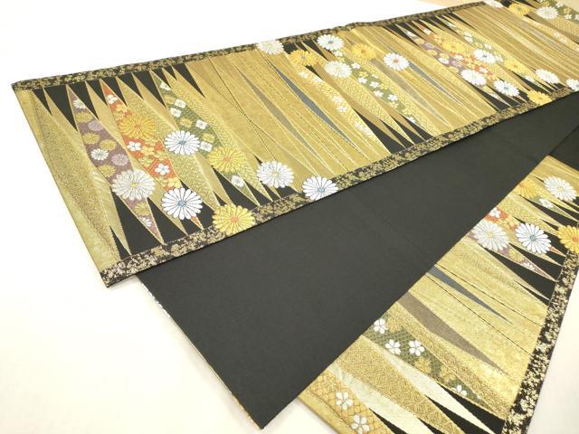 平和屋本店▼袋帯　螺鈿　菊連作　本金箔　正絹　逸品　DABI7698fe