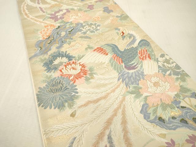 平和屋本店▼六通柄袋帯　唐織　瑞鳥花苑文　本金九百錦　正絹　逸品　DABI7709fe