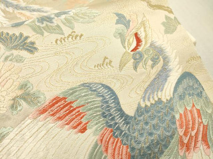 平和屋本店▼六通柄袋帯　唐織　瑞鳥花苑文　本金九百錦　正絹　逸品　DABI7709fe