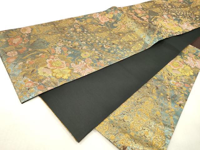平和屋本店▼六通柄袋帯　貴賓はく　花唐草文　本金箔二重　正絹　逸品　DABI7713fe