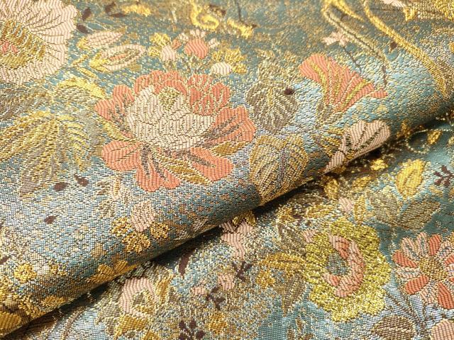 平和屋本店▼六通柄袋帯　貴賓はく　花唐草文　本金箔二重　正絹　逸品　DABI7713fe