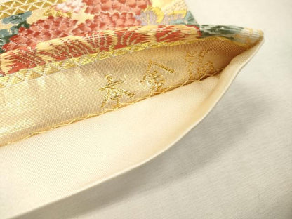 平和屋本店▼六通柄袋帯　唐織　錦織加賀　鴛鴦花文　本金箔　正絹　逸品　DABI7715fe