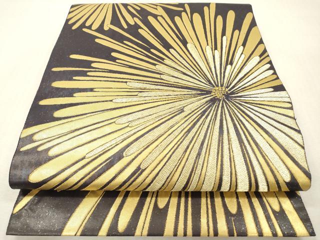 平和屋本店▼六通柄袋帯　晴嵐　二重箔織　本漆本金箔　正絹　逸品　DABI7719fe