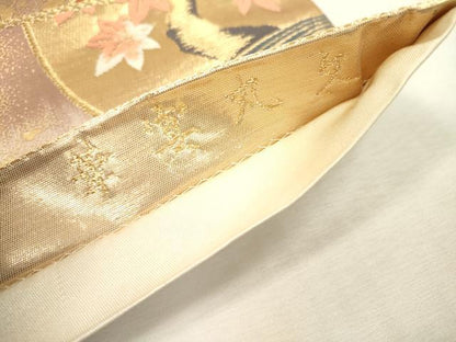 平和屋本店▼六通柄袋帯　唐織　華宴丸文　本金箔二重織　正絹　逸品　DABI7722fe
