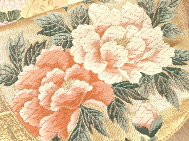 平和屋本店▼六通柄袋帯　唐織　華宴丸文　本金箔二重織　正絹　逸品　DABI7722fe