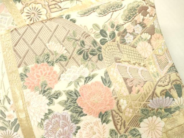 平和屋本店▼六通柄袋帯　唐織　九百錦　桃山花鳥　本金箔24K　正絹　逸品　DABI7723fe