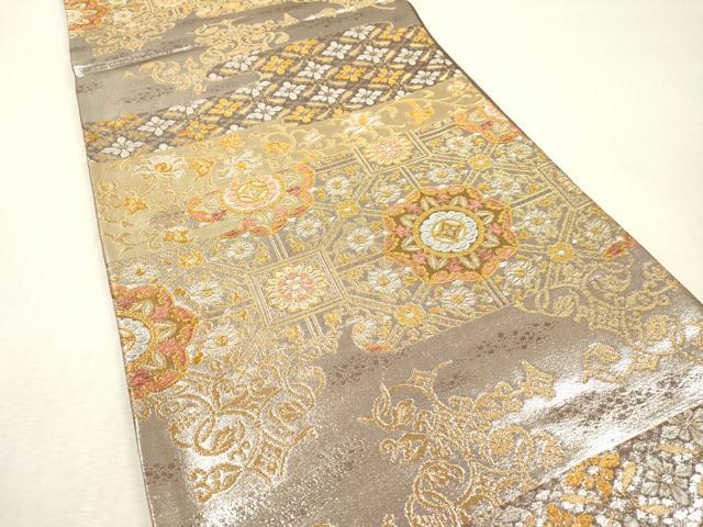 平和屋本店▼六通柄袋帯　正倉院吉祥花文　純金二重箔　正絹　逸品　DABI7724fe