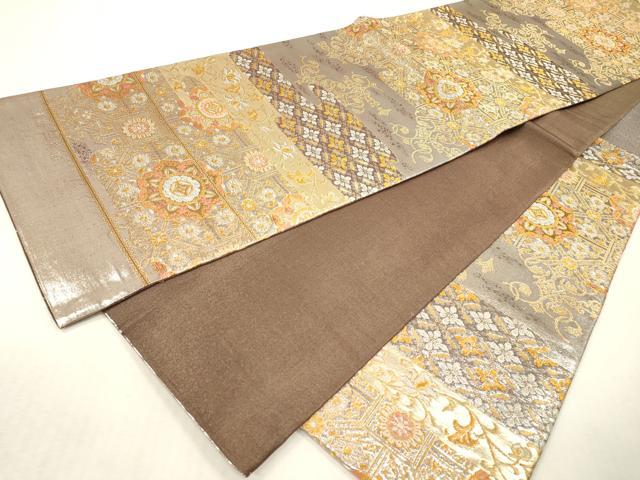 平和屋本店▼六通柄袋帯　正倉院吉祥花文　純金二重箔　正絹　逸品　DABI7724fe