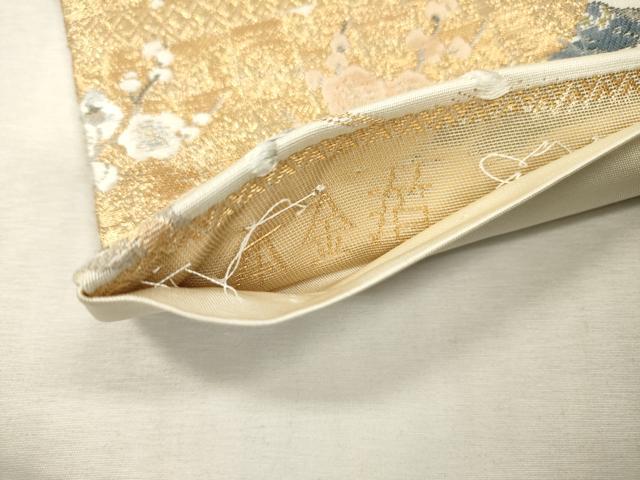 平和屋本店▼六通柄袋帯　唐織　桃山花鳥草花文　本金箔　正絹　逸品　DABI7725fe