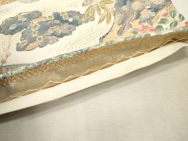 平和屋本店▼六通柄袋帯　唐織　桃山花鳥草花文　本金箔　正絹　逸品　DABI7725fe