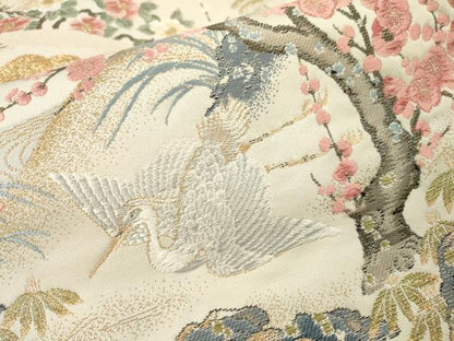 平和屋本店▼六通柄袋帯　唐織　桃山花鳥草花文　本金箔　正絹　逸品　DABI7725fe